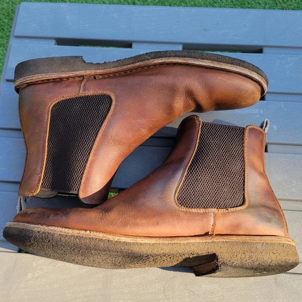 Astorflex Mens Brown Leather Chelsea Boots Made in Italy EU 43 US 10 Rubber Sole